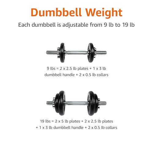 38 lb Adjustable Dumbbell Weight Set with Storage Case