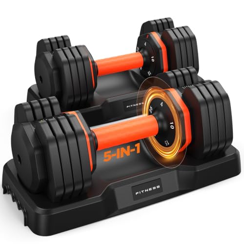5-in-1 Adjustable Dumbbell Set with Storage Box & Non-Slip Grip