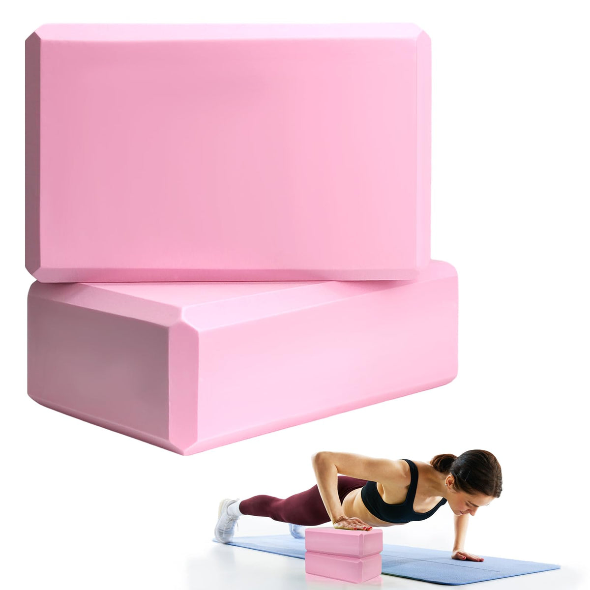 2-Pack 9 x 6 x 3-Inch Foam Yoga Blocks for Pilates & Stretching