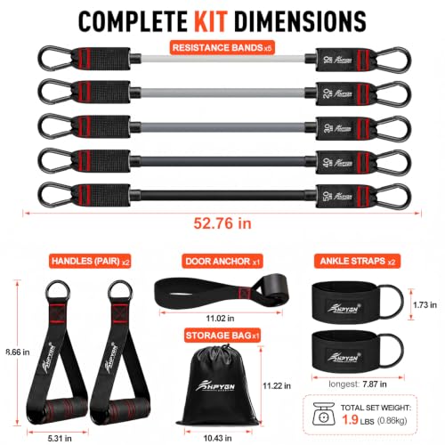 150 lb Resistance Band Set with Handles for Home Workouts