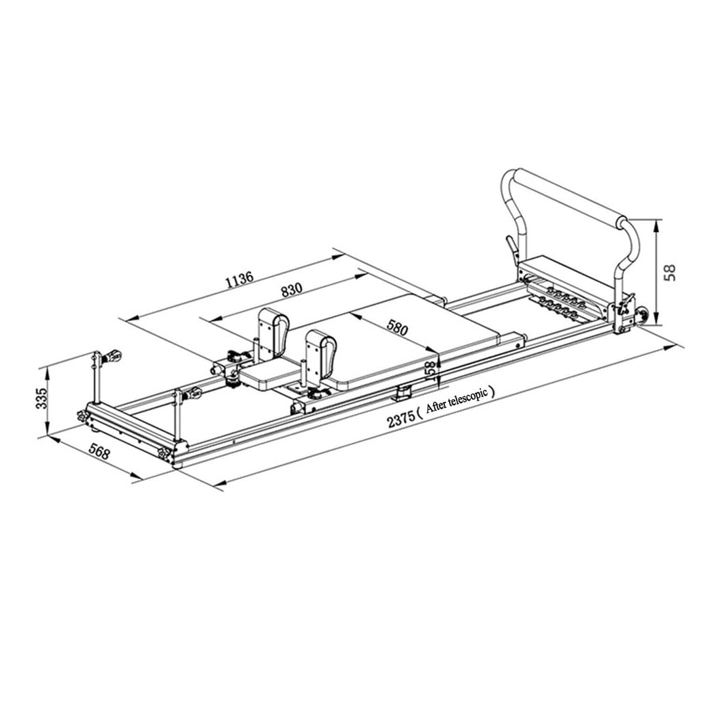 Aluminum Pilates Core Bed with Foot Bar & Adjustable Storage