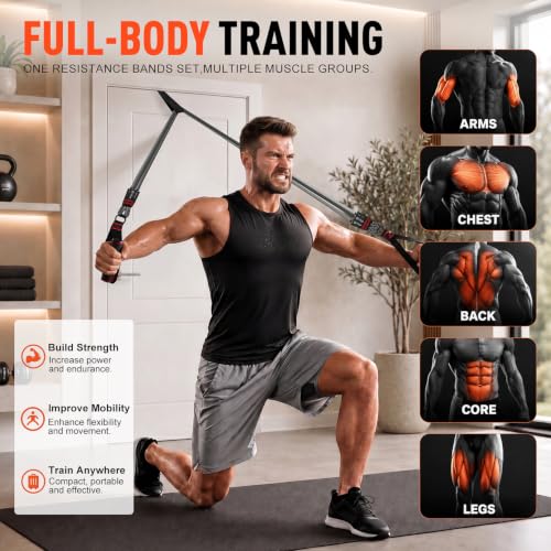 150 lb Resistance Band Set with Handles for Home Workouts