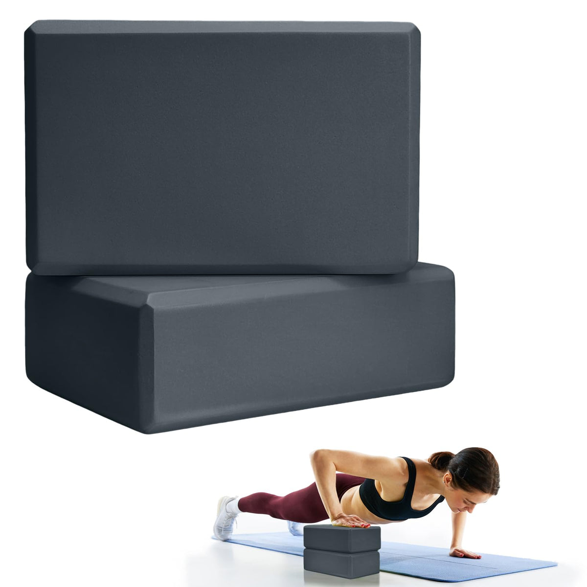 2-Pack 9 x 6 x 3-Inch Foam Yoga Blocks for Pilates & Stretching