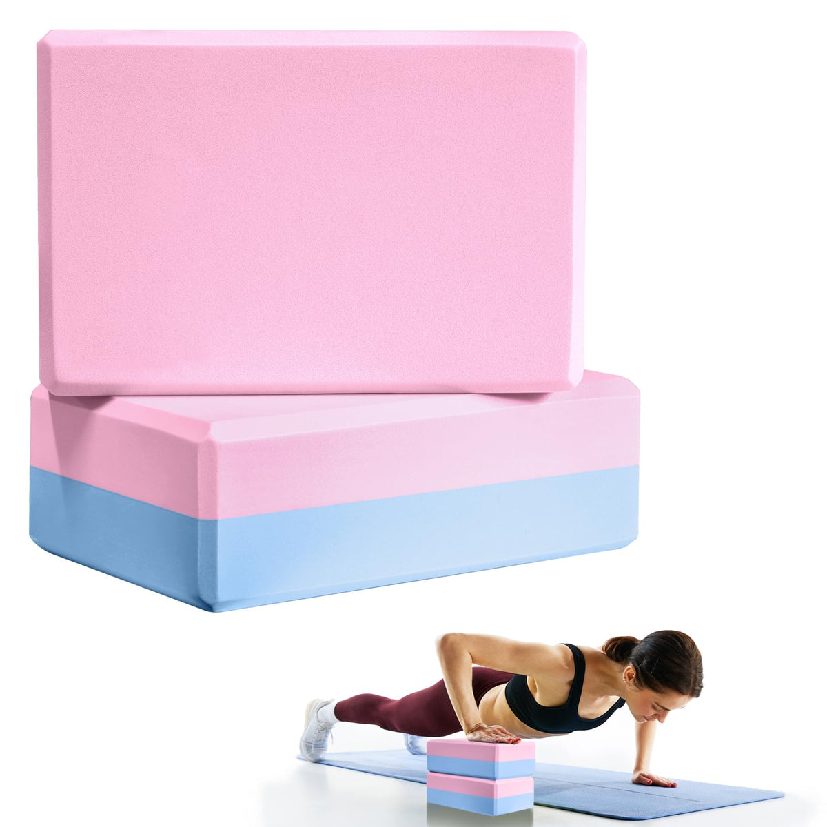 2-Pack 9 x 6 x 3-Inch Foam Yoga Blocks for Pilates & Stretching