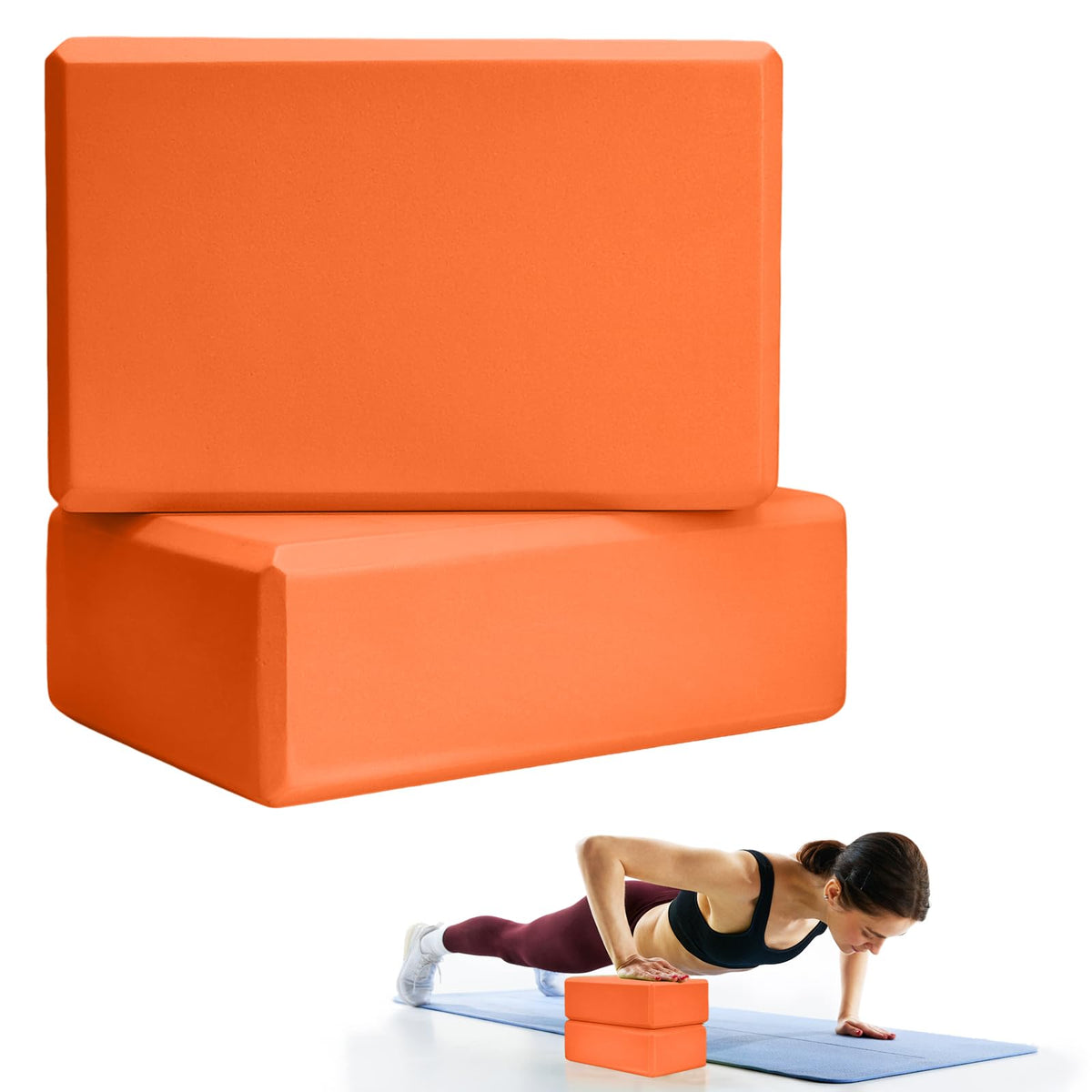 2-Pack 9 x 6 x 3-Inch Foam Yoga Blocks for Pilates & Stretching