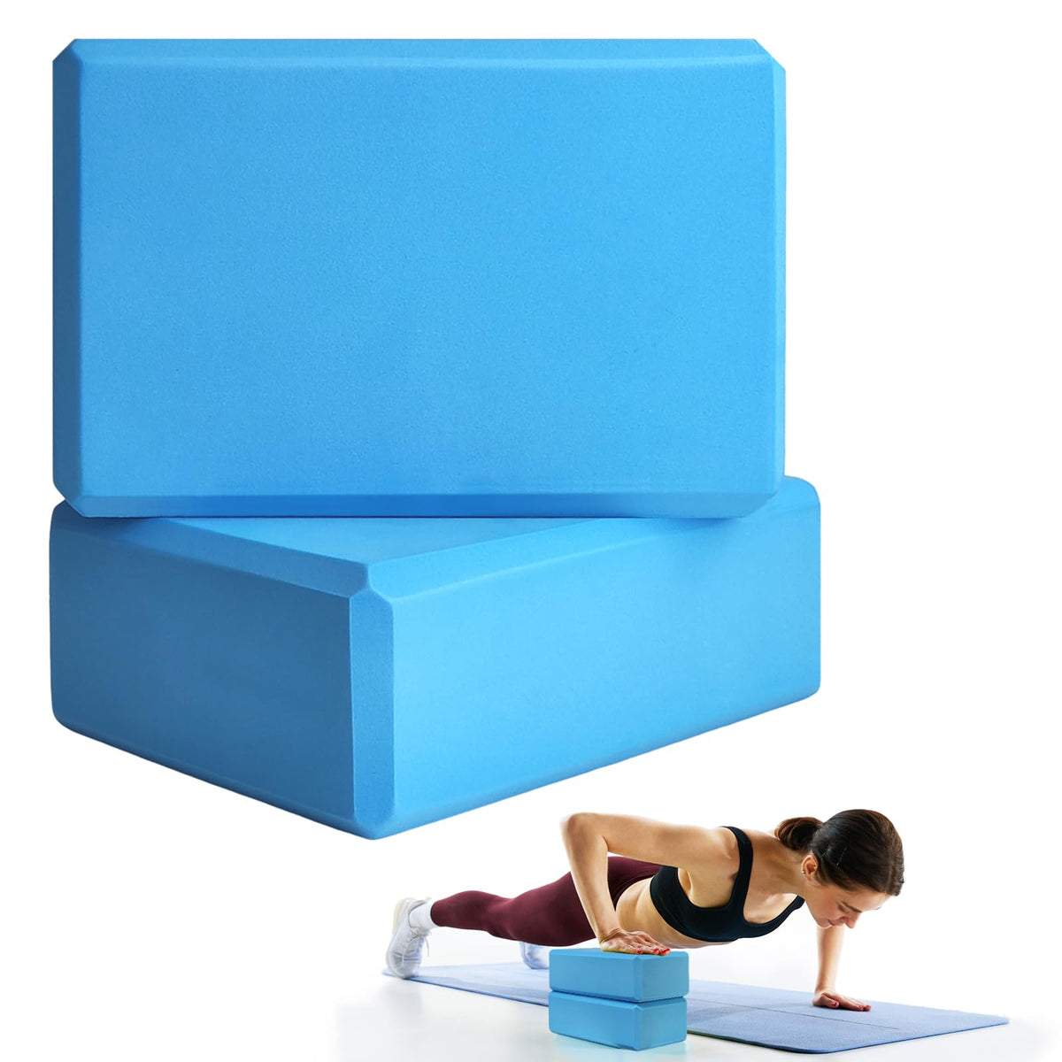 2-Pack 9 x 6 x 3-Inch Foam Yoga Blocks for Pilates & Stretching