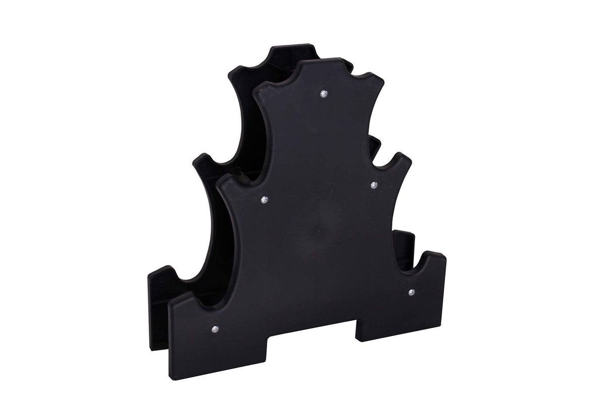 Black Octagonal Rubber Dumbbell Set with Storage Rack