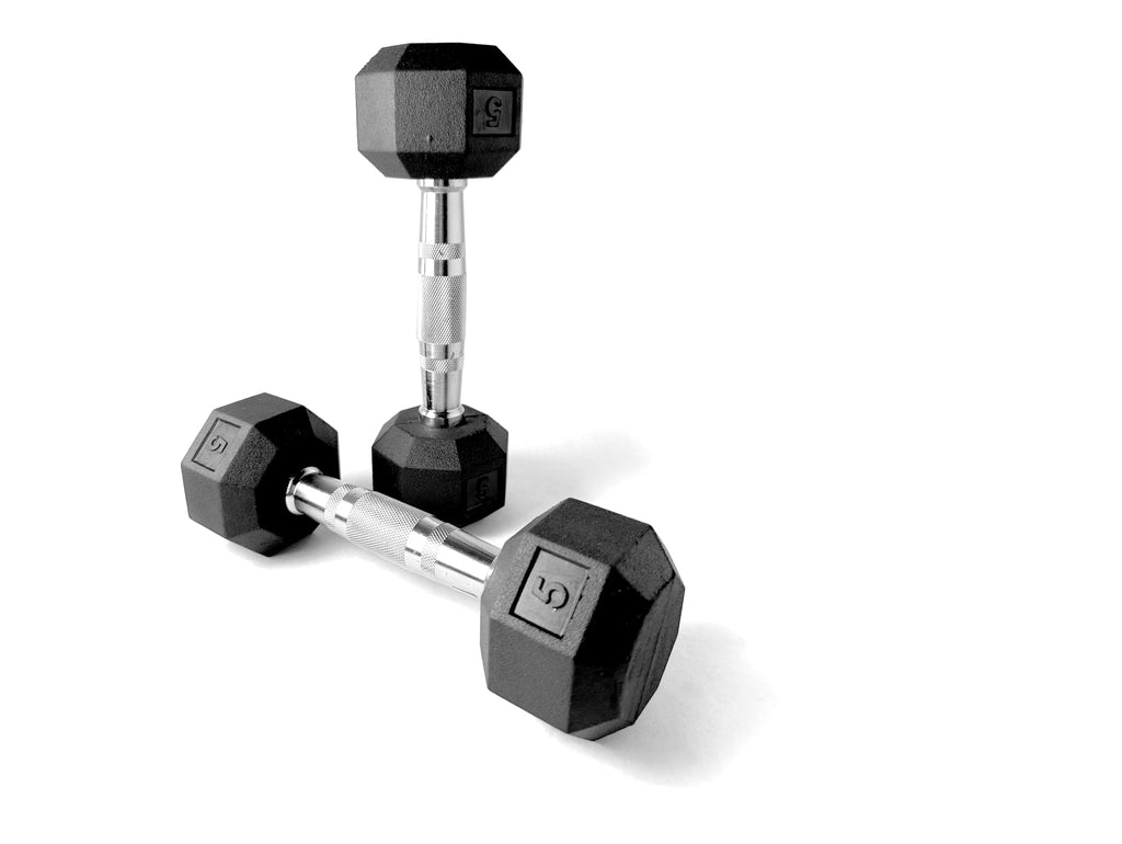 Black Octagonal Rubber Dumbbell Set with Storage Rack