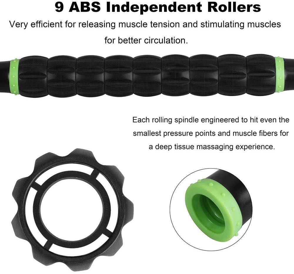 9-Roller Deep Tissue Massage Stick for Muscle Recovery