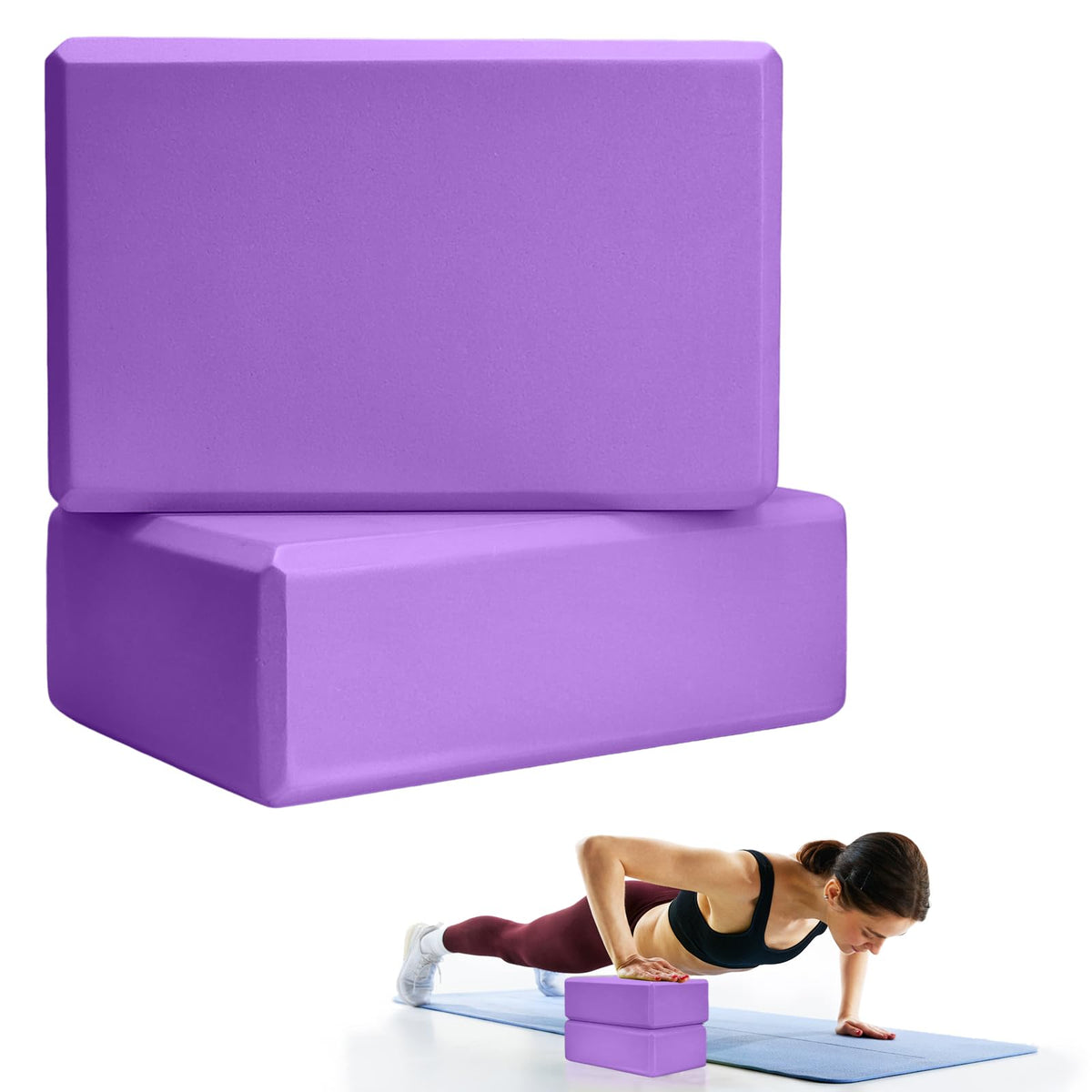 2-Pack 9 x 6 x 3-Inch Foam Yoga Blocks for Pilates & Stretching