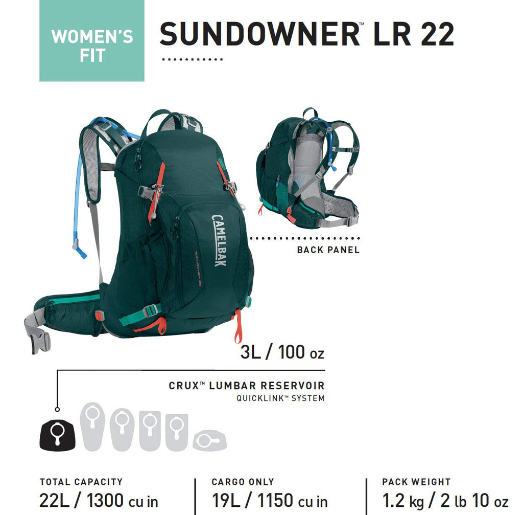Women's 22L Hydration Backpack with 100oz Reservoir
