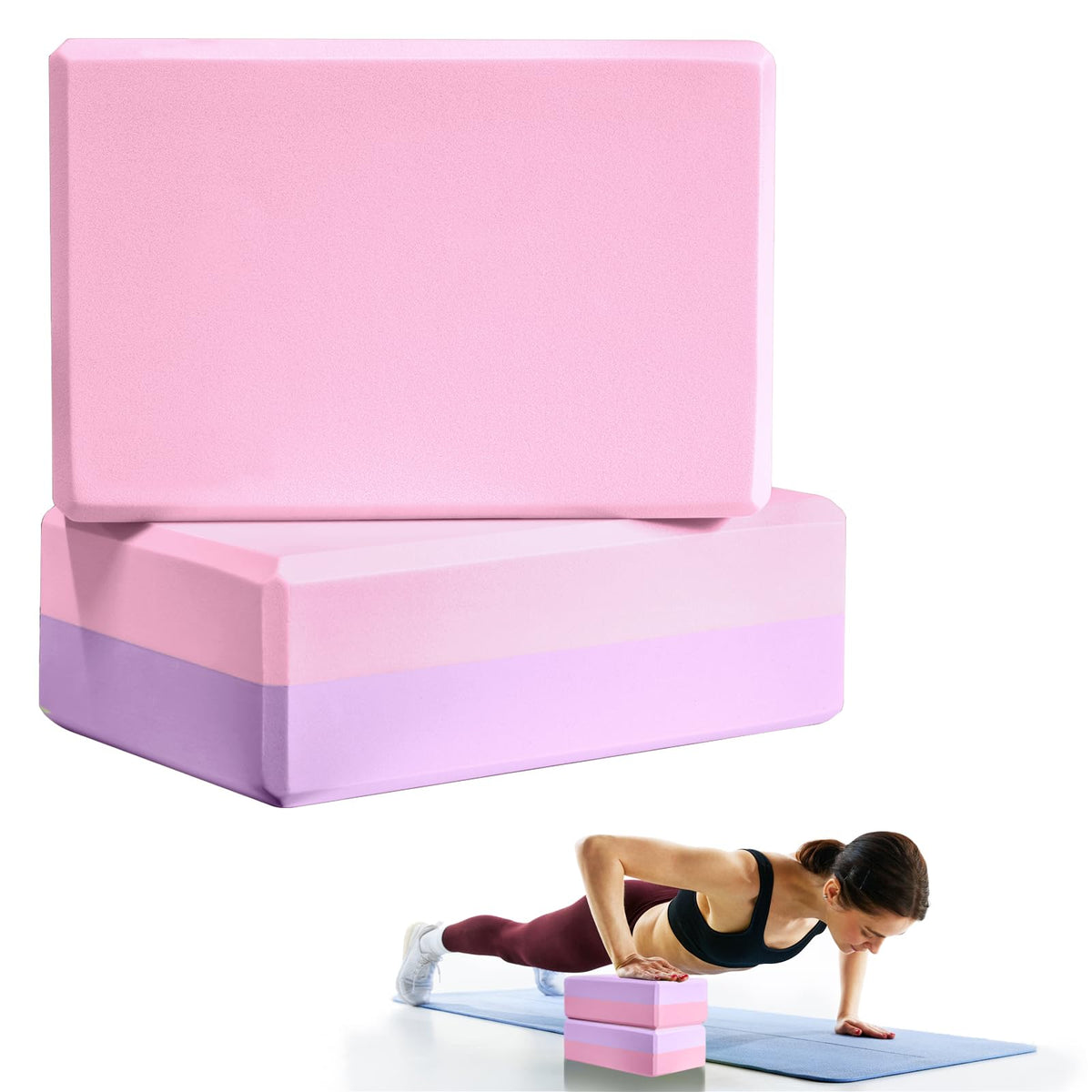 2-Pack 9 x 6 x 3-Inch Foam Yoga Blocks for Pilates & Stretching