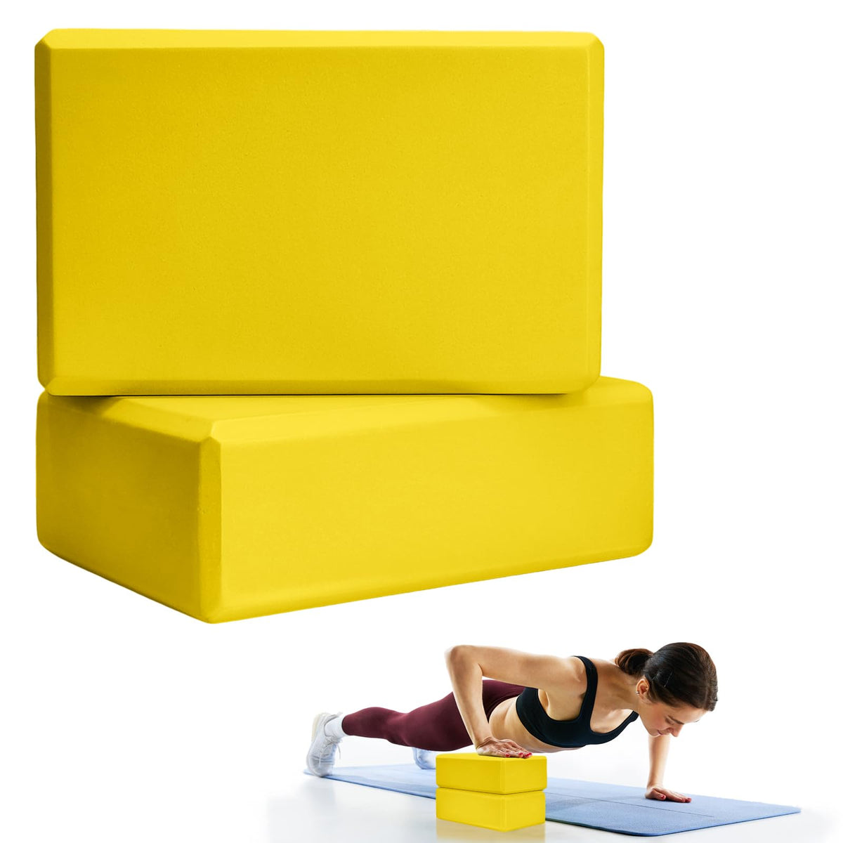 2-Pack 9 x 6 x 3-Inch Foam Yoga Blocks for Pilates & Stretching