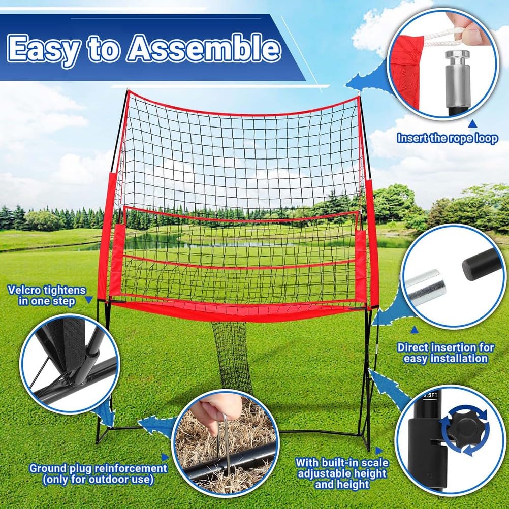 Adjustable Volleyball Training Net with Ball Return System