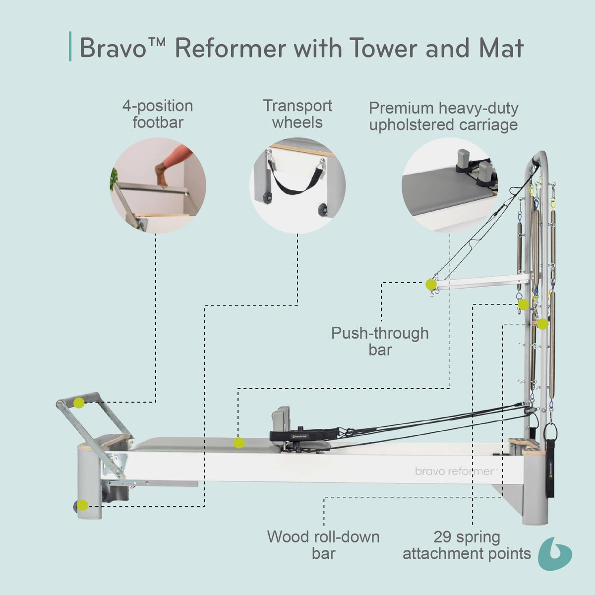 Pilates Reformer Machine with Tower & Mat for Full-Body Training