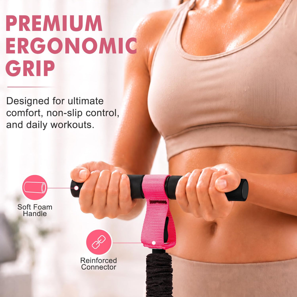 Pedal Resistance Band with Handles for Home Gym Workouts