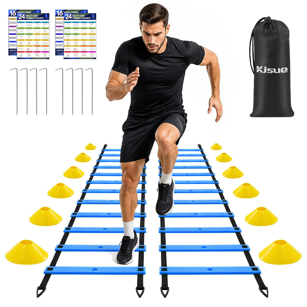 2-Pack 20ft Adjustable Agility Ladder Set for Speed Training