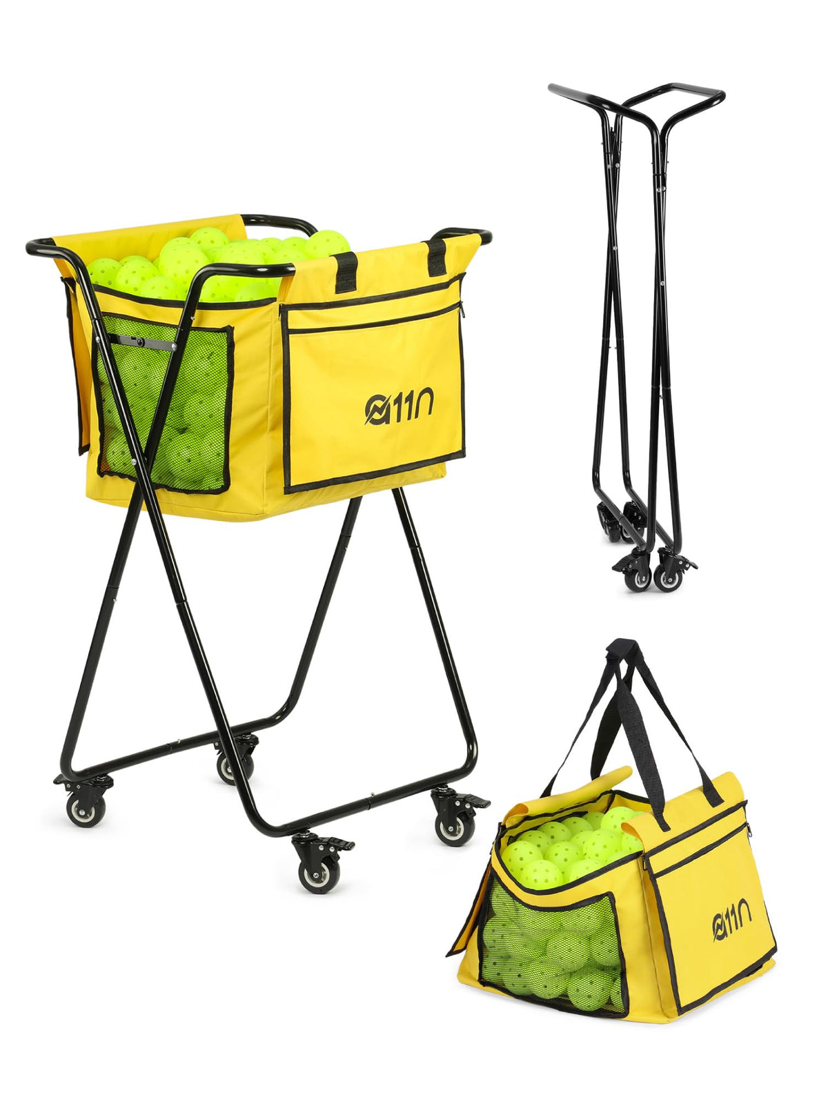 Foldable Tennis & Pickleball Ball Hopper Cart with Wheels