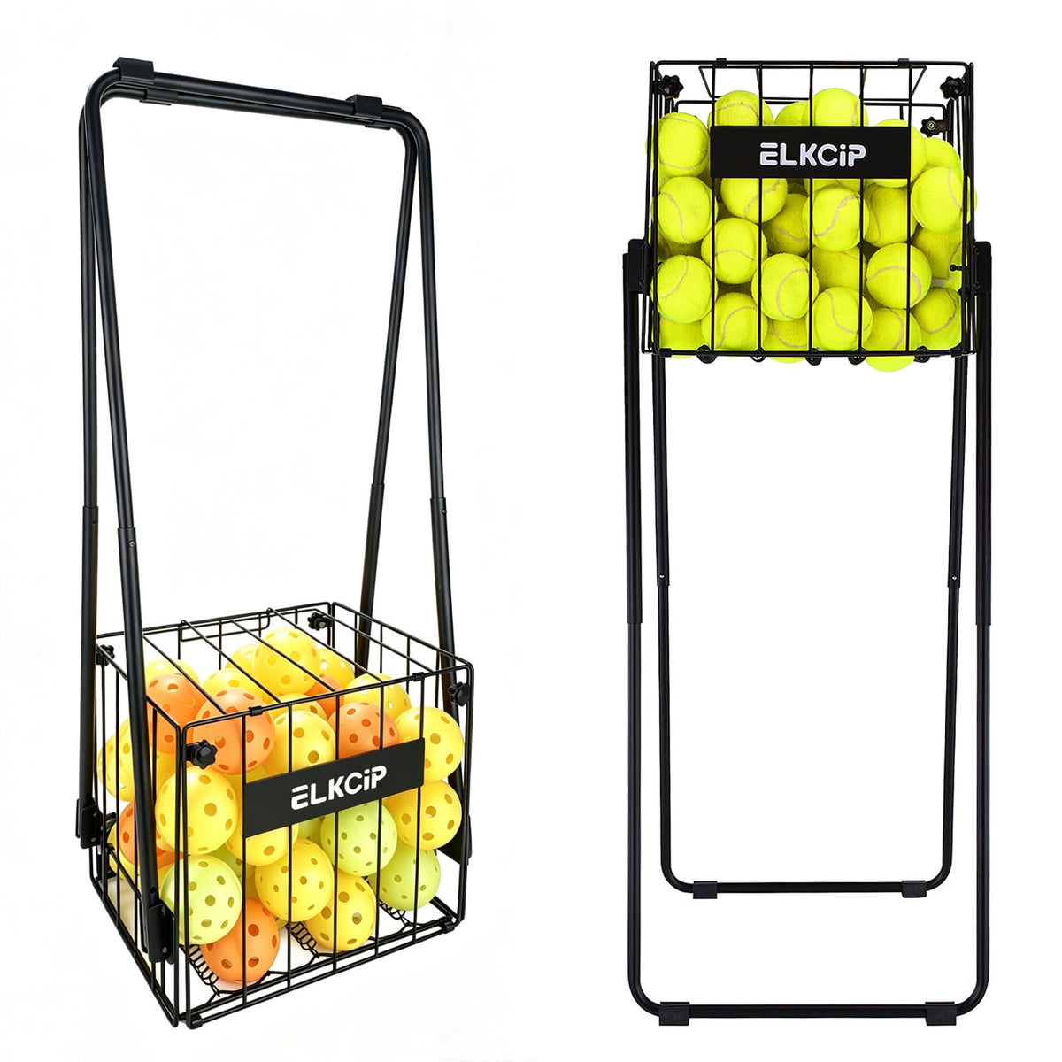 Portable Pickleball & Tennis Ball Hopper Collector Basket