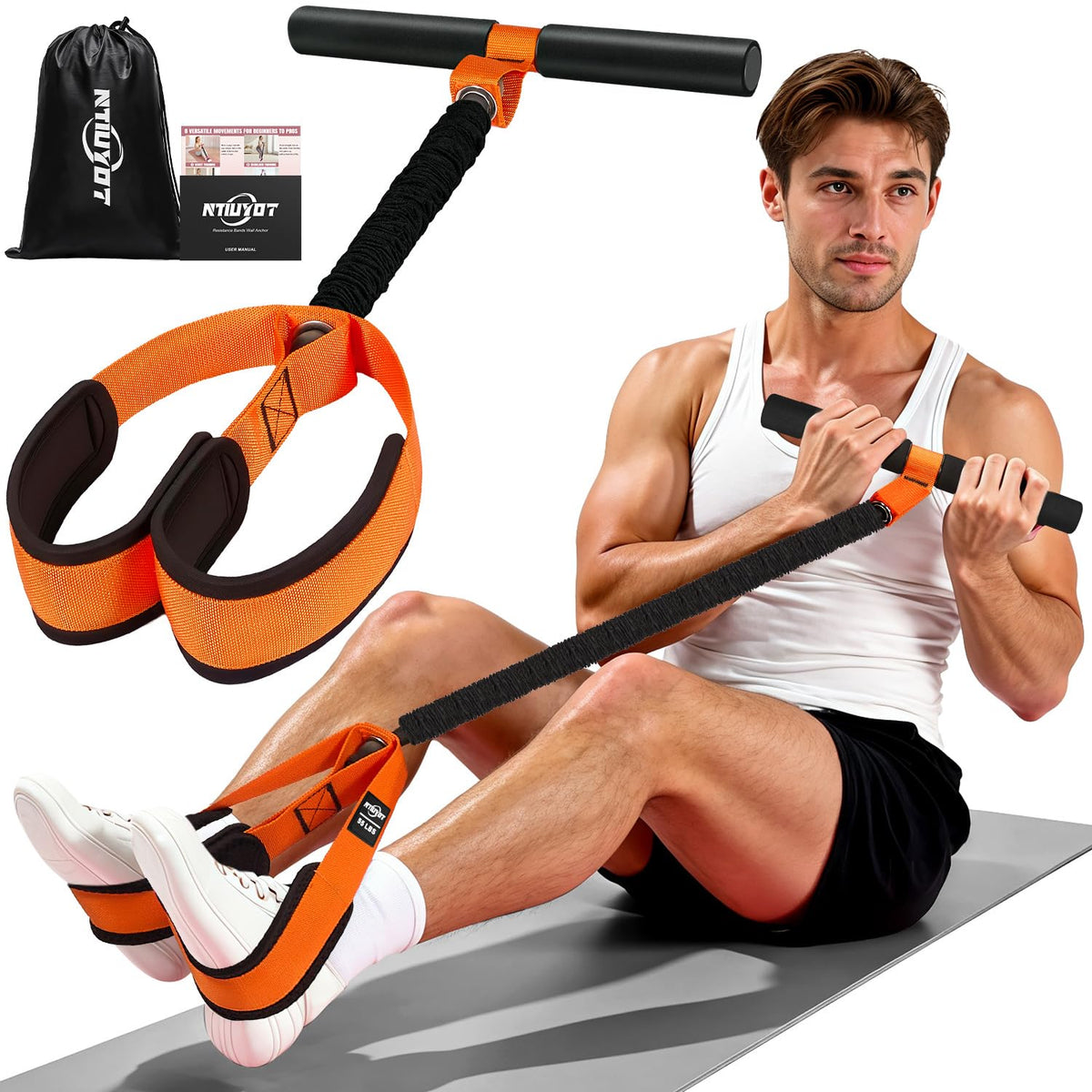 Pedal Resistance Band with Handles for Home Gym Workouts