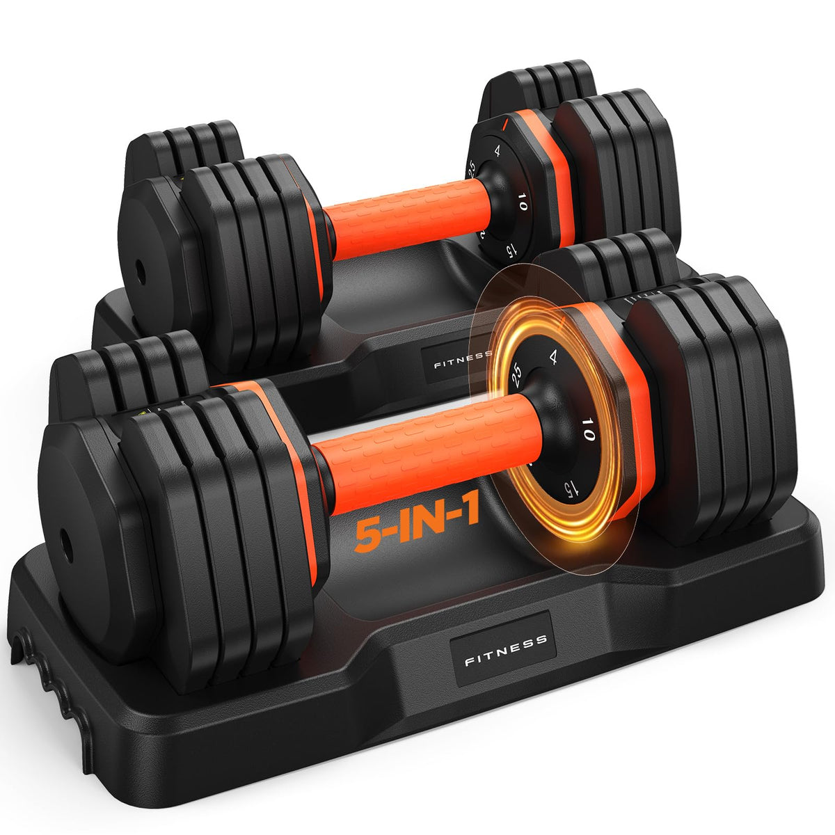 5-in-1 Adjustable Dumbbell Set with Storage Box & Non-Slip Grip