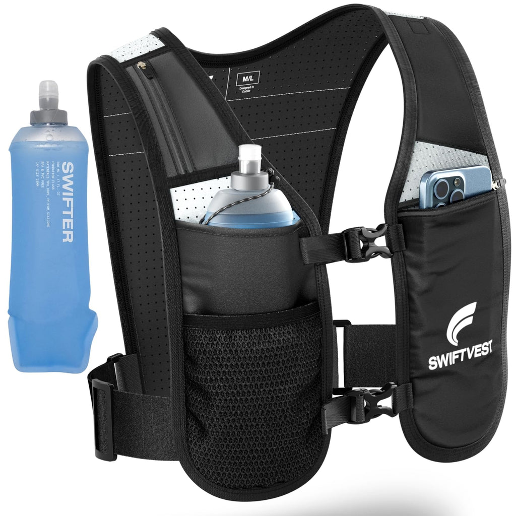 Reflective Running Hydration Vest with 500ml Water Bottle