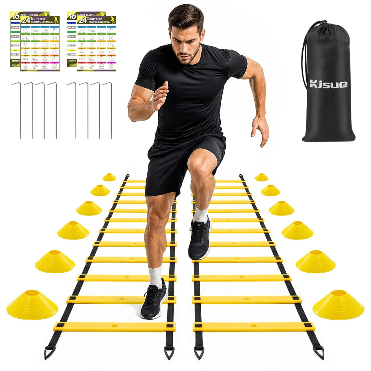 2-Pack 20ft Adjustable Agility Ladder Set for Speed Training