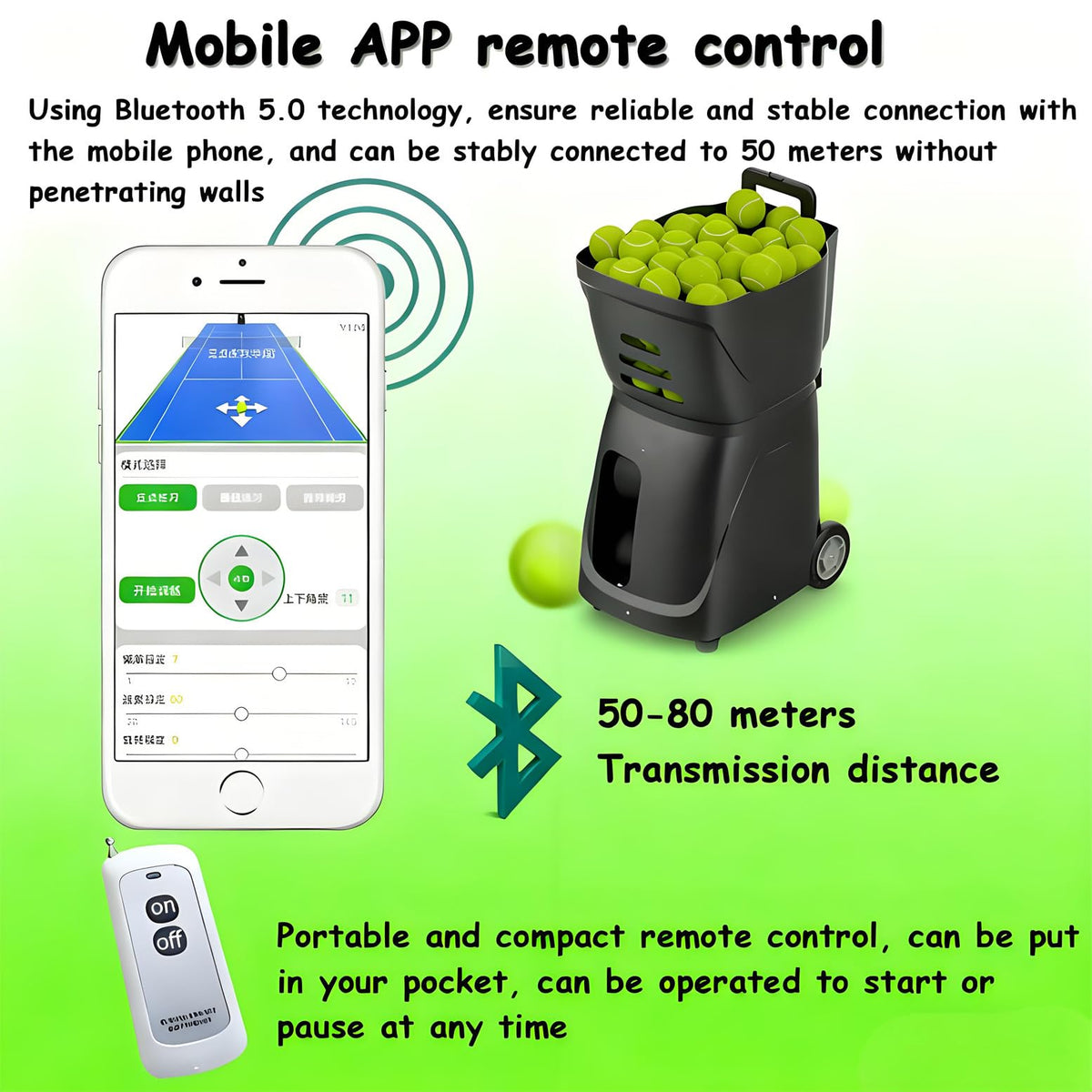 Automatic Tennis & Pickleball Ball Machine with Remote Control