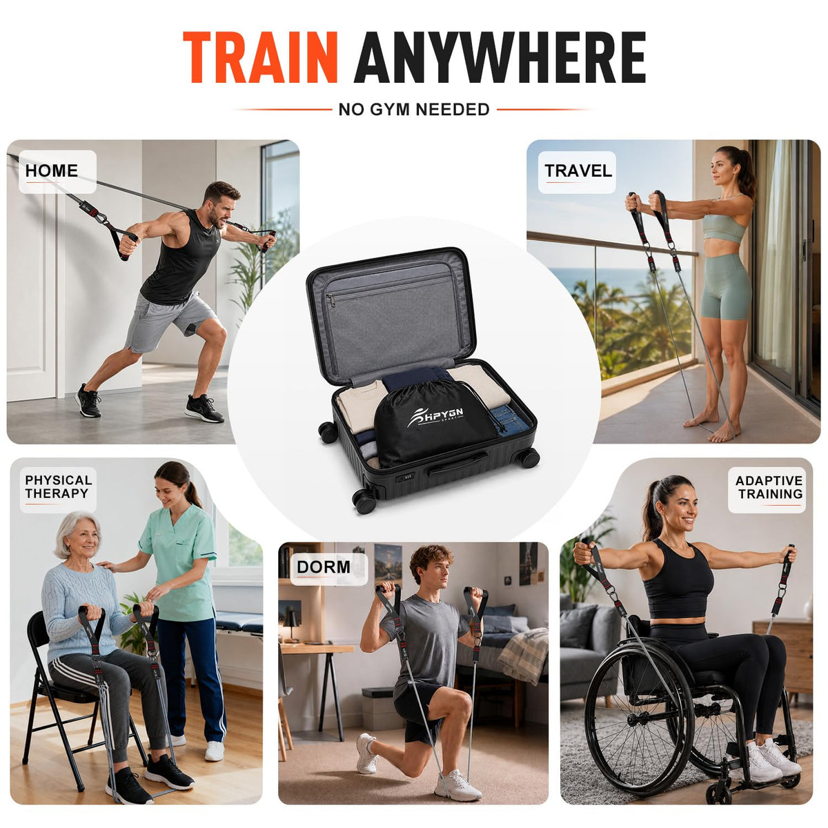 150 lb Resistance Band Set with Handles for Home Workouts