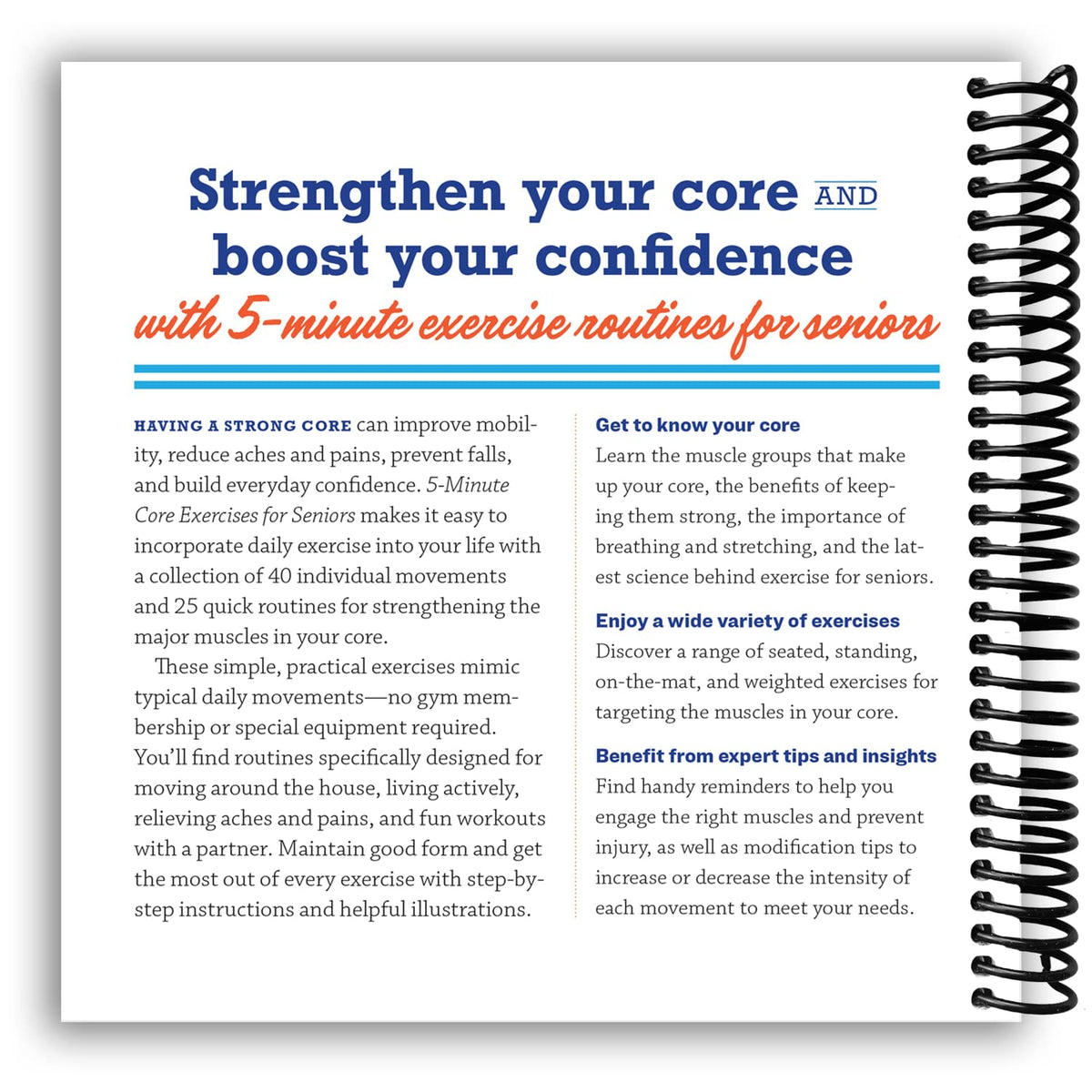 5-Minute Core Exercises for Seniors: Daily Routines to Build Balance and Boost Confidence [Spiral-bound]
