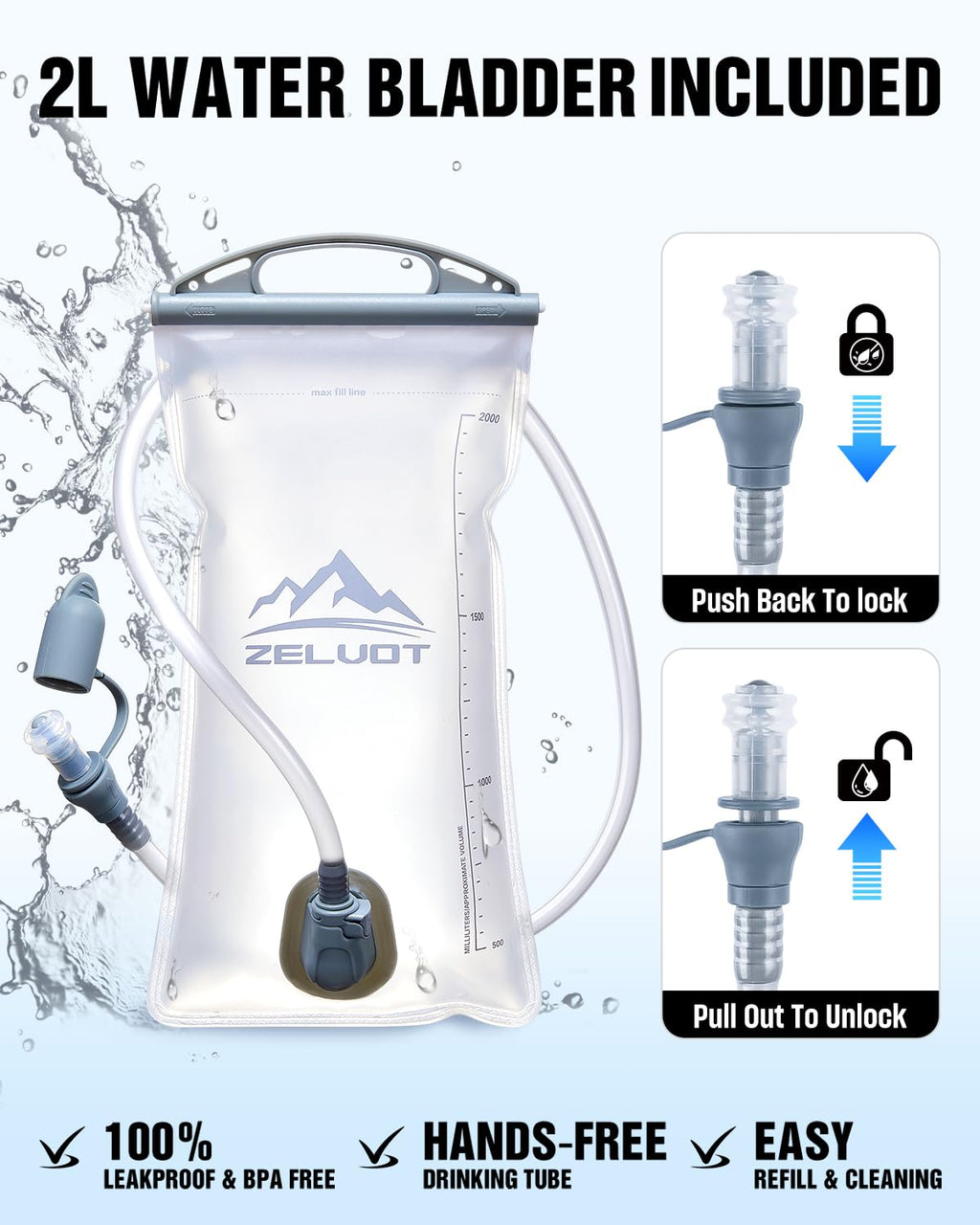 Lightweight Running Hydration Vest with 2L Water Bladder