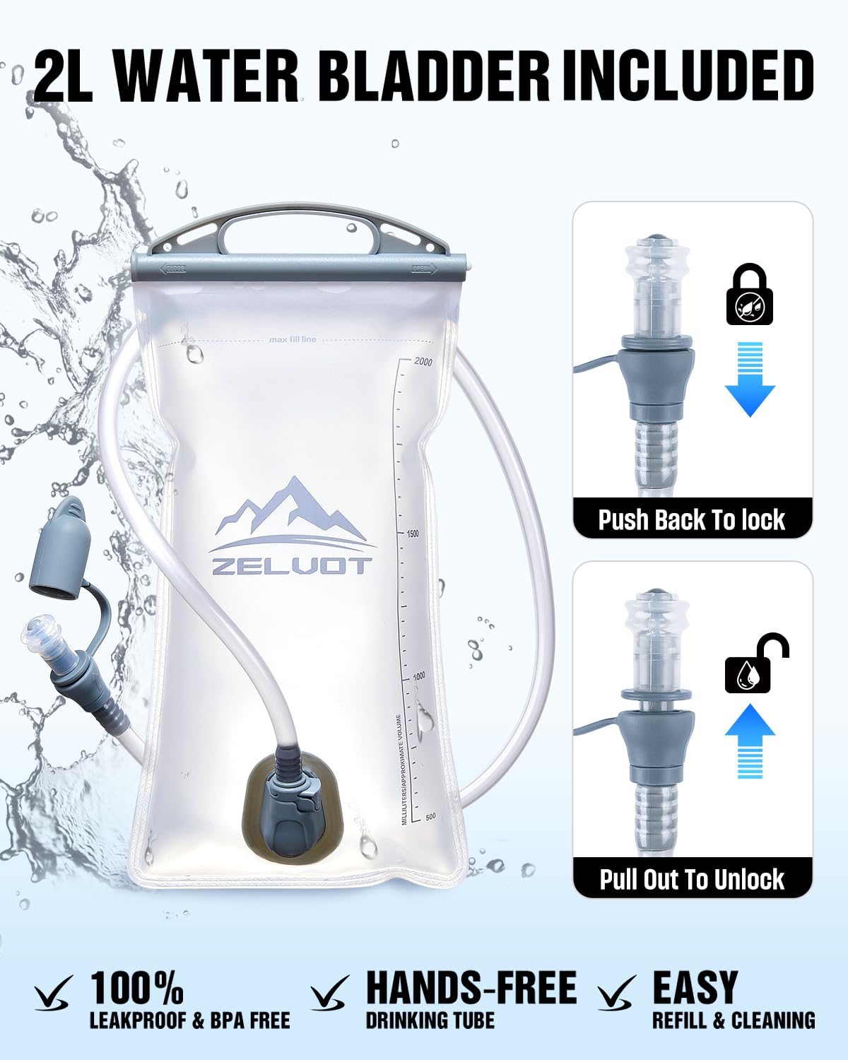 Lightweight Running Hydration Vest with 2L Water Bladder