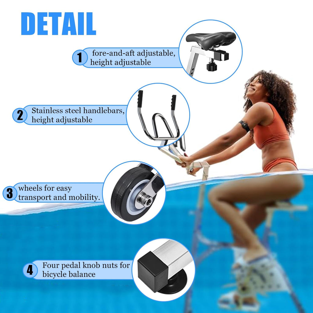 Adjustable Stainless Steel Aquabike for Pool Fitness Training