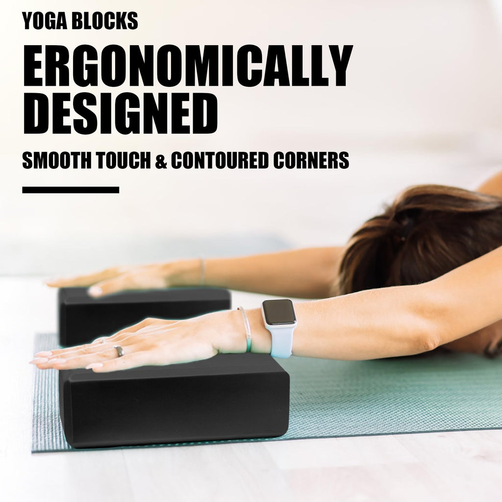 2-Pack 9 x 6 x 3-Inch Foam Yoga Blocks for Pilates & Stretching