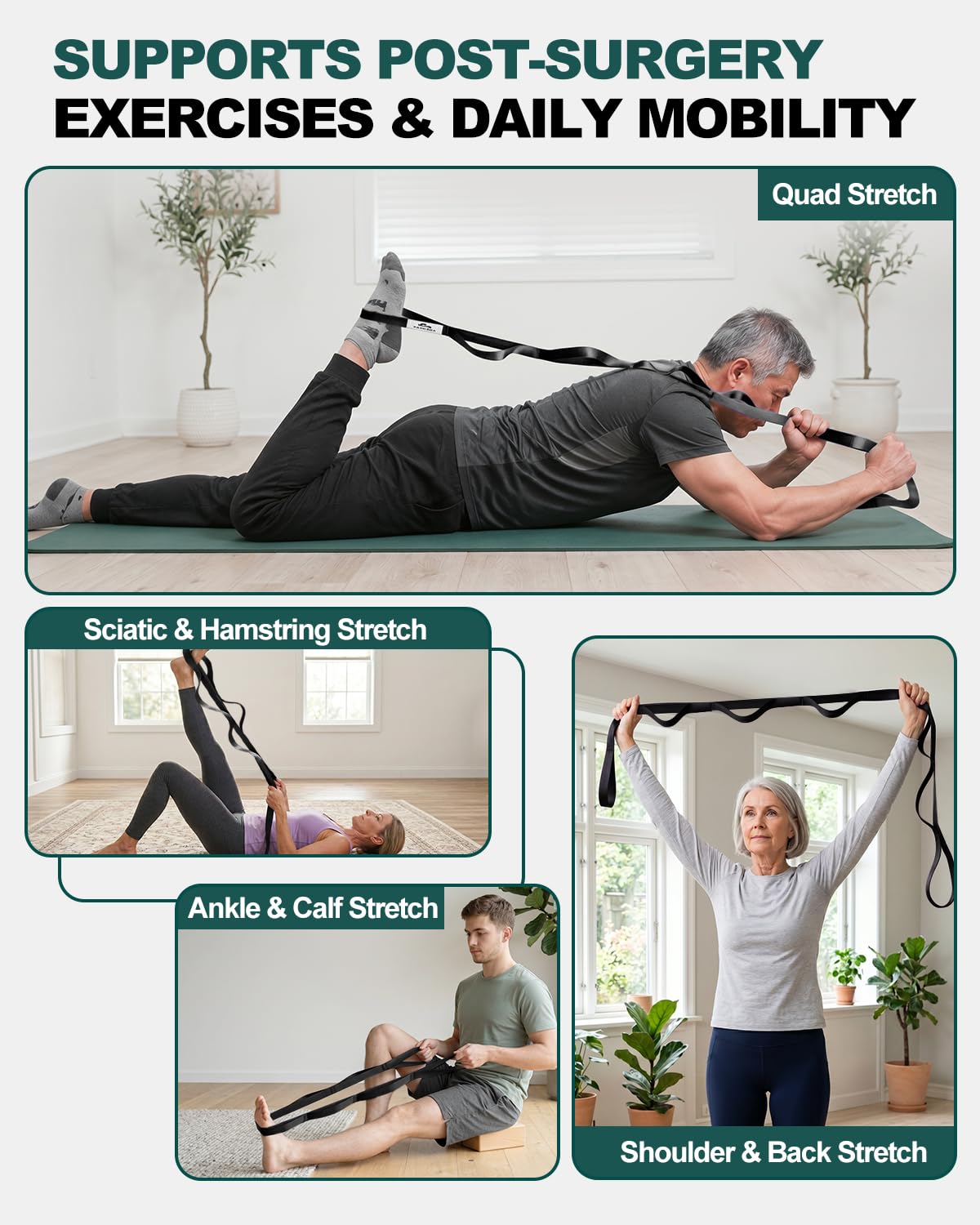 Looped Stretching Strap for Yoga, Exercise & Flexibility Training