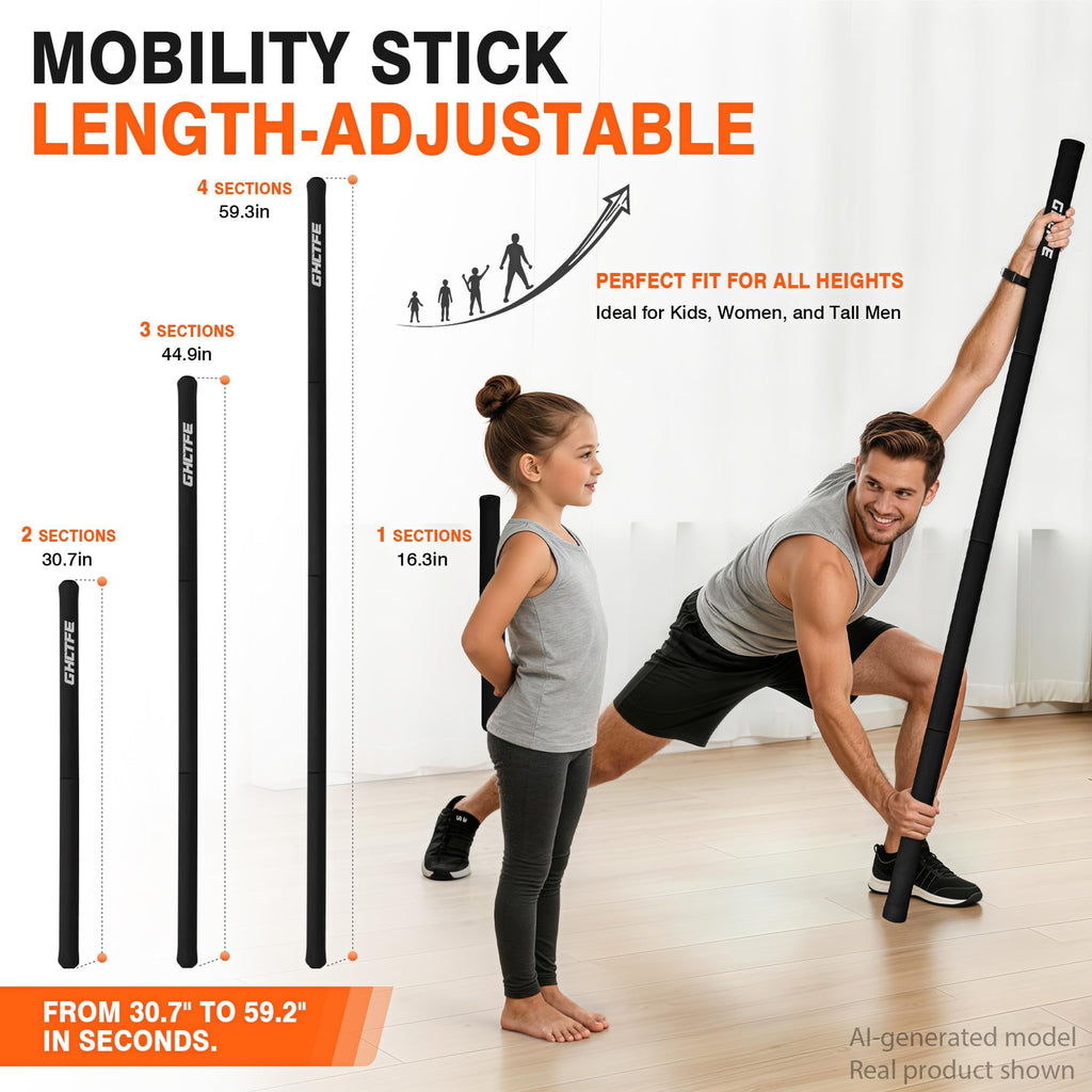 Adjustable Yoga Mobility Stick for Stretching & Balance Training