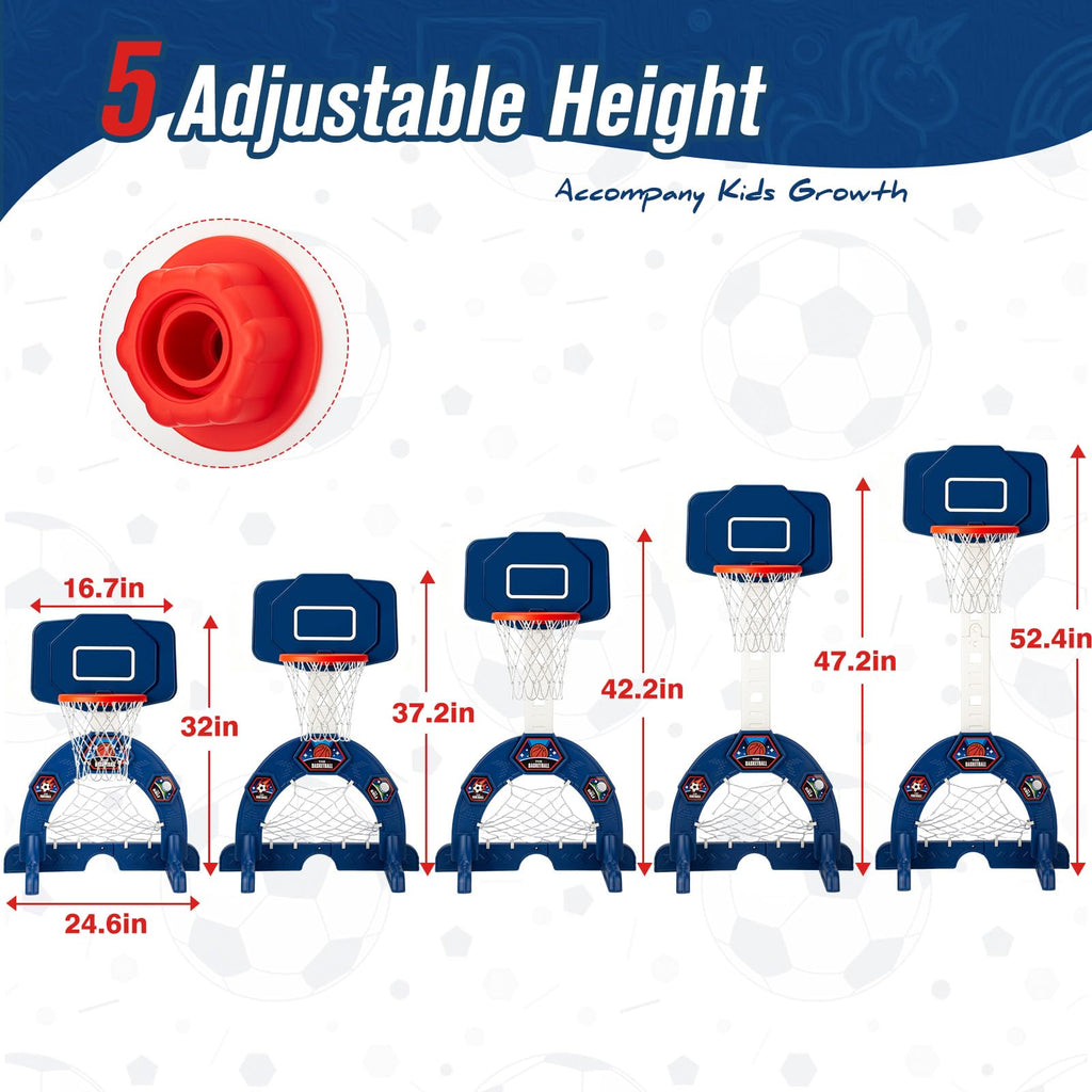 Adjustable Toddler Basketball Hoop, Soccer Goal & Golf Set