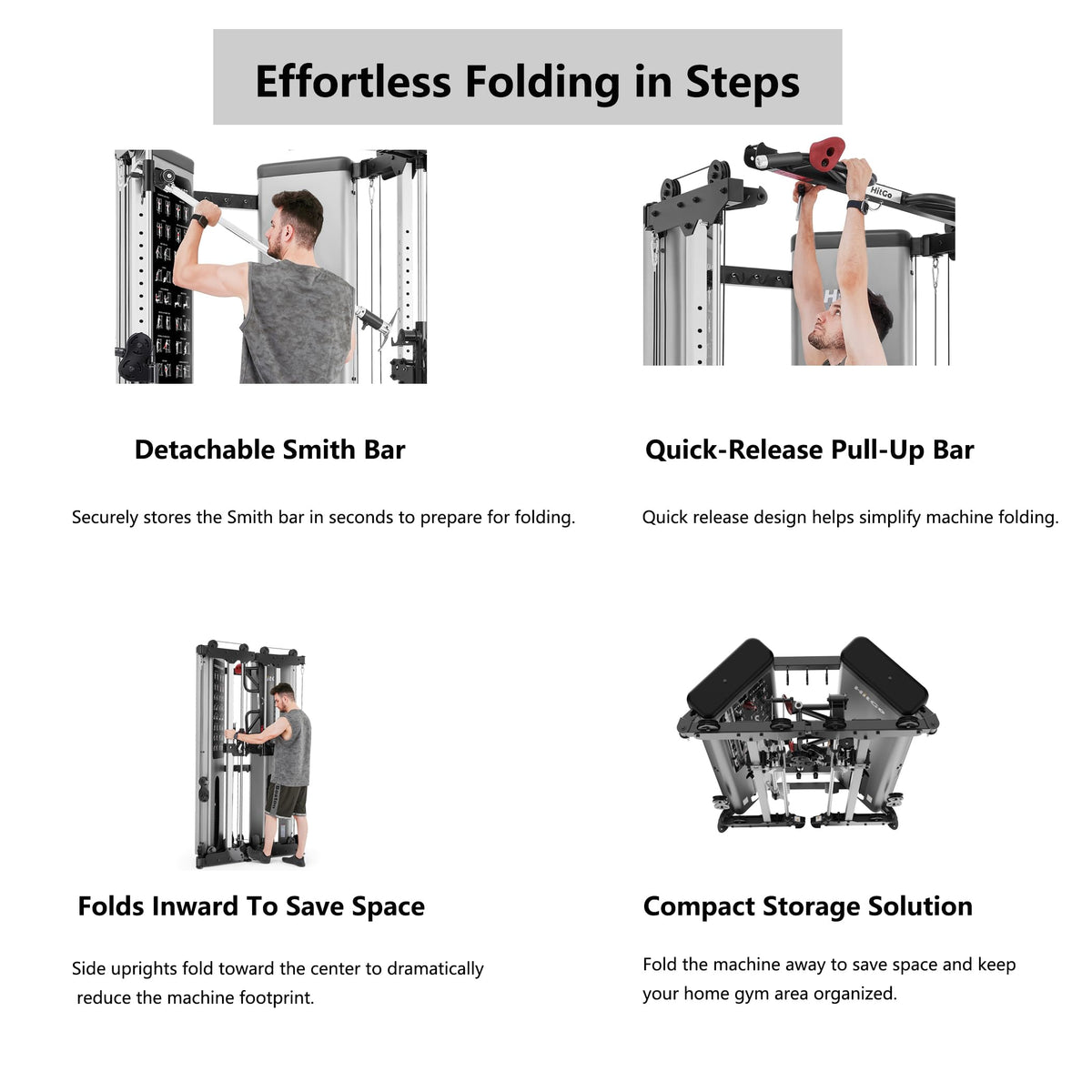 Foldable Smith Machine with 400 lb Weight Stack & Pulley System