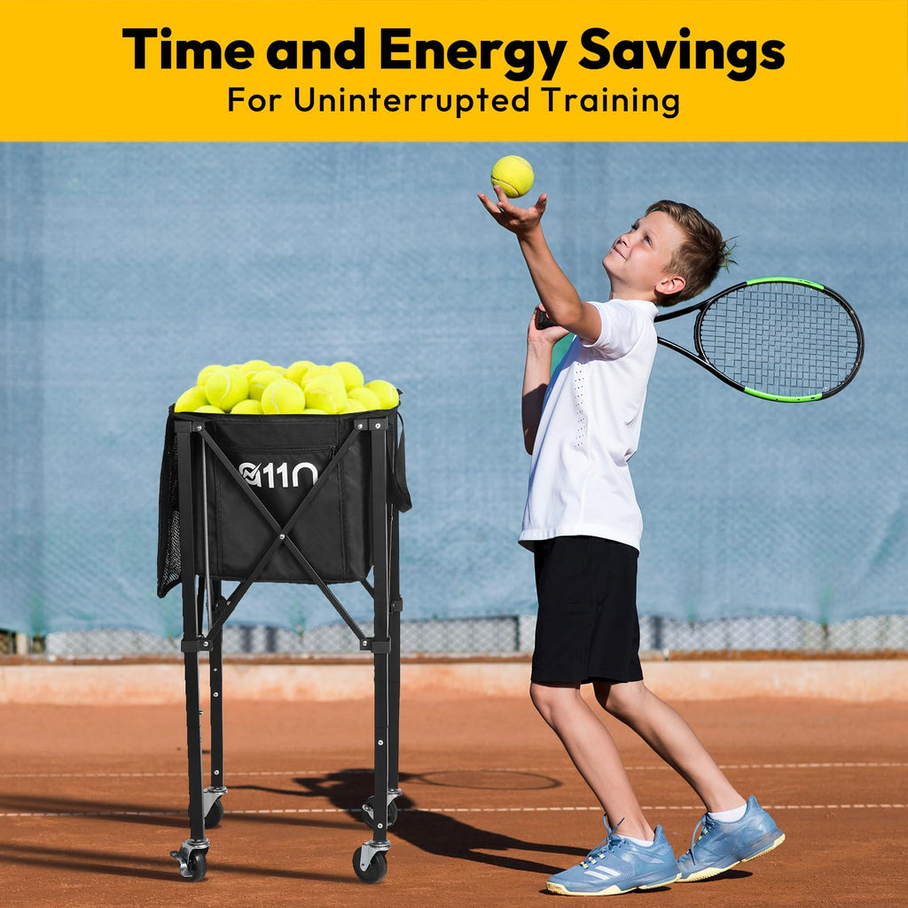 Foldable Tennis & Pickleball Ball Hopper Cart with Wheels