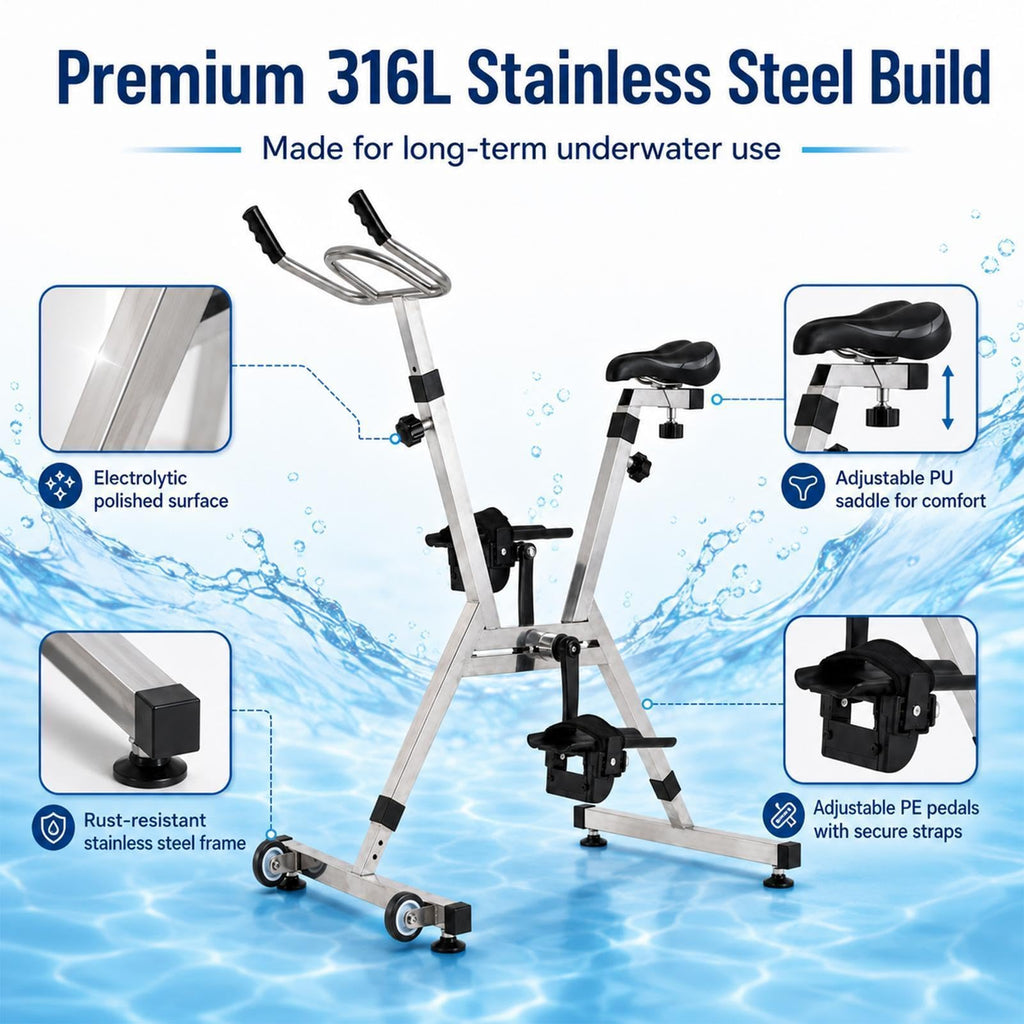 Underwater Aquatic Bicycle with Resistance for Pool Fitness