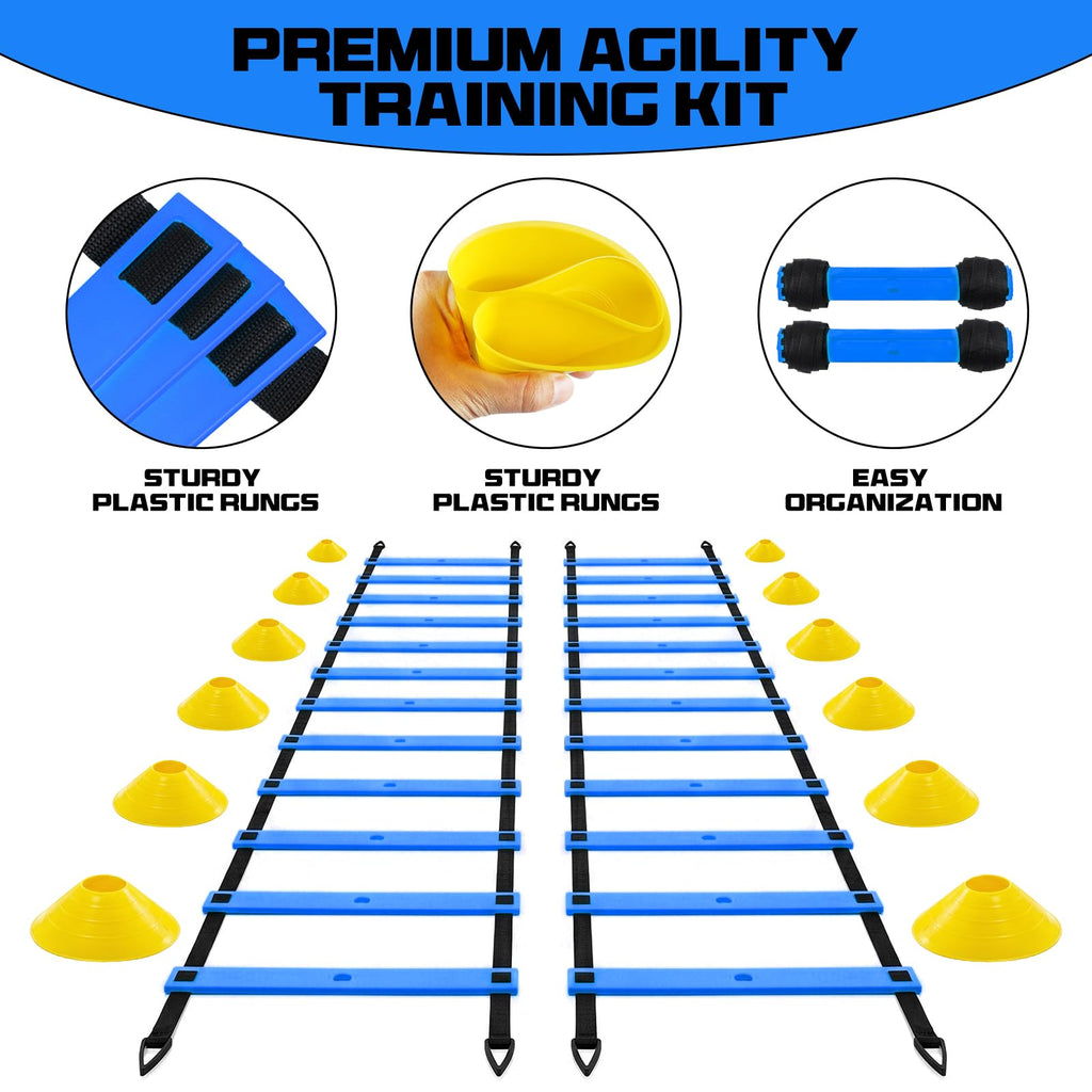 2-Pack 20ft Adjustable Agility Ladder Set for Speed Training