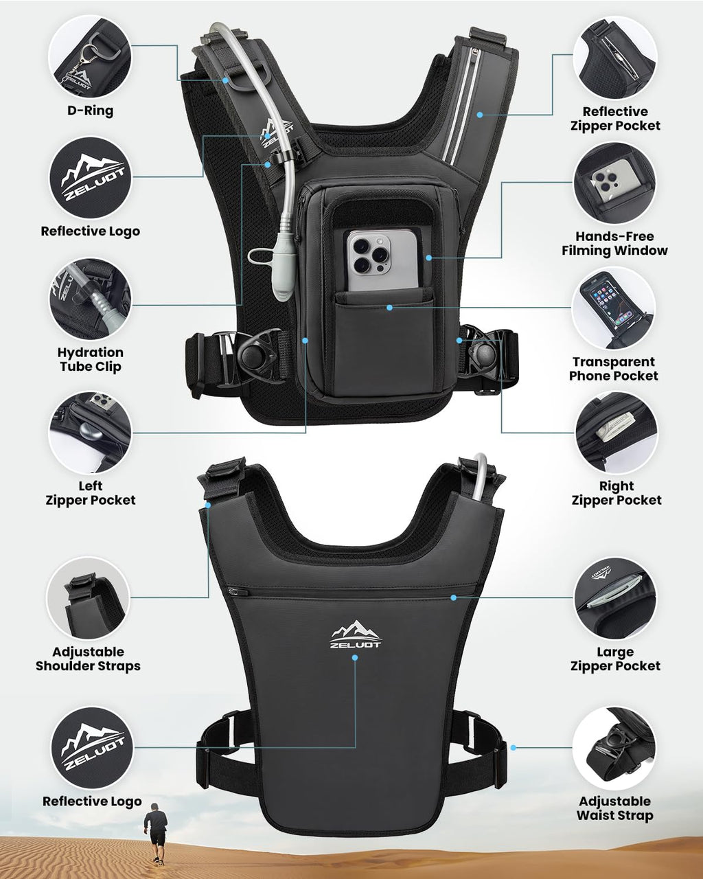Adjustable Chest Pack for Hands-Free POV Filming & Outdoor Use