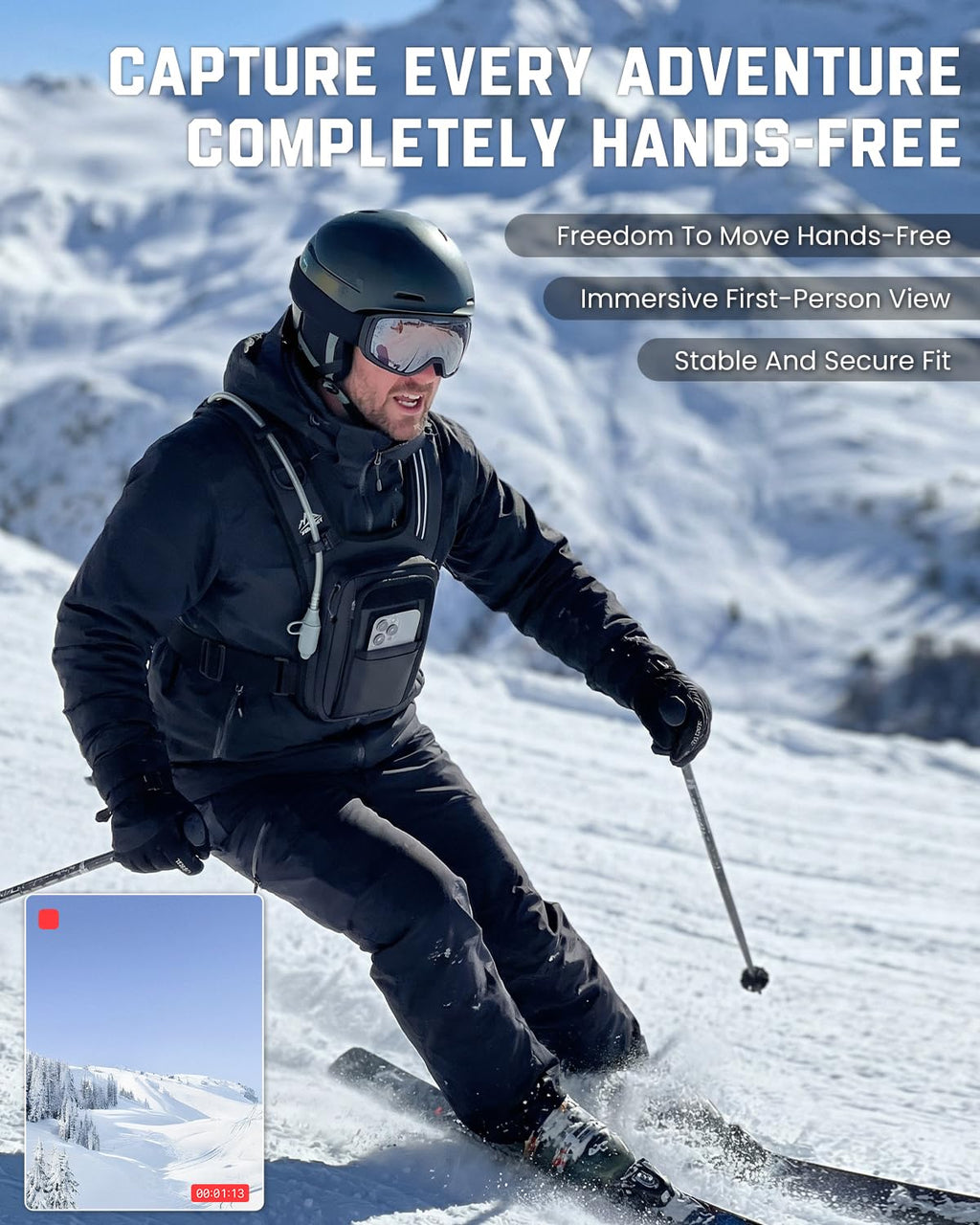 Adjustable Chest Pack for Hands-Free POV Filming & Outdoor Use