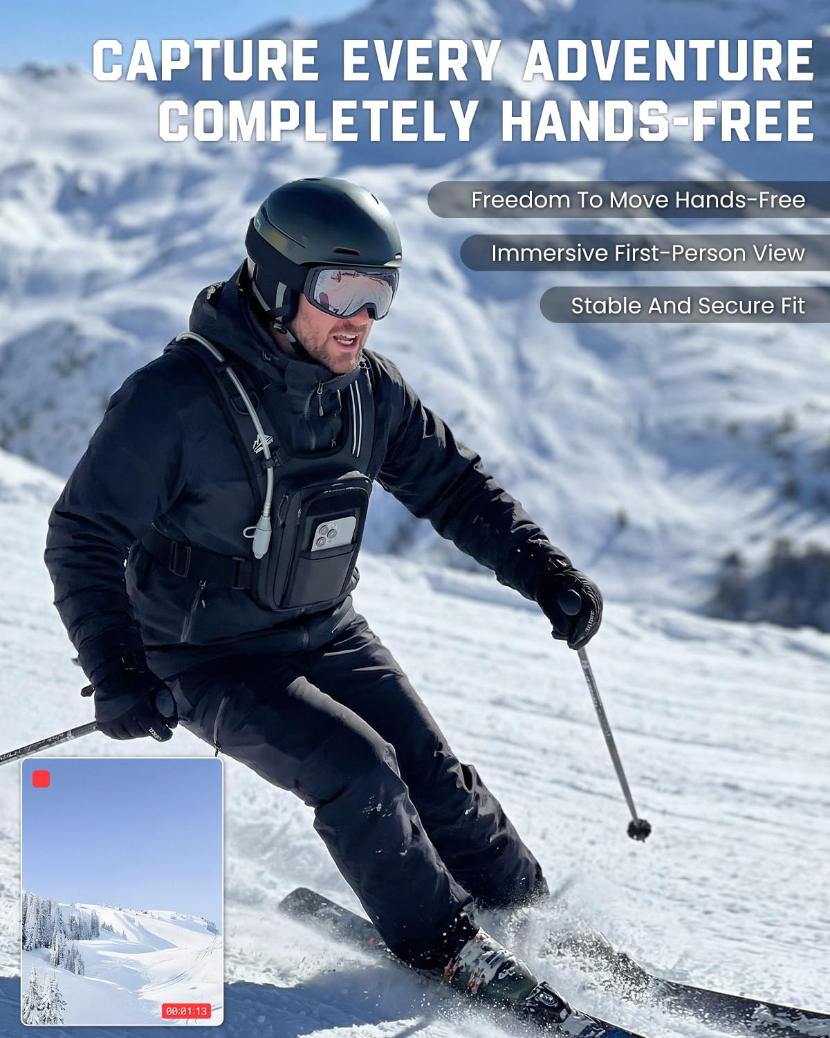 Adjustable Chest Pack for Hands-Free POV Filming & Outdoor Use