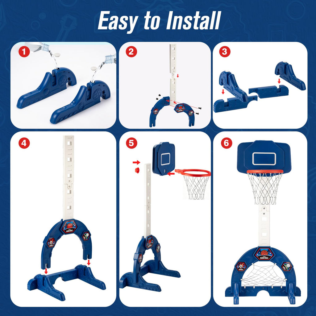 Adjustable Toddler Basketball Hoop, Soccer Goal & Golf Set
