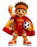 Spain Soccer Boy Mascot Costume with Cooling Fan for Adults