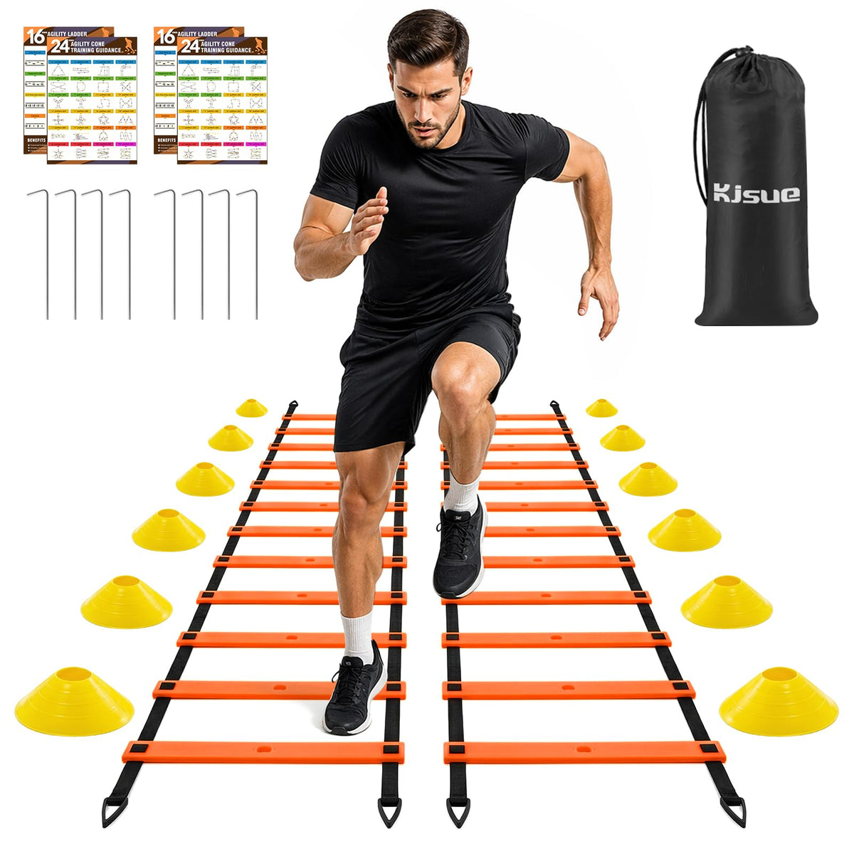 2-Pack 20ft Adjustable Agility Ladder Set for Speed Training