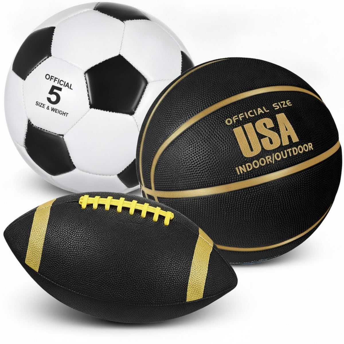 3-Piece Soccer, Basketball & Football Multi-Sport Ball Set