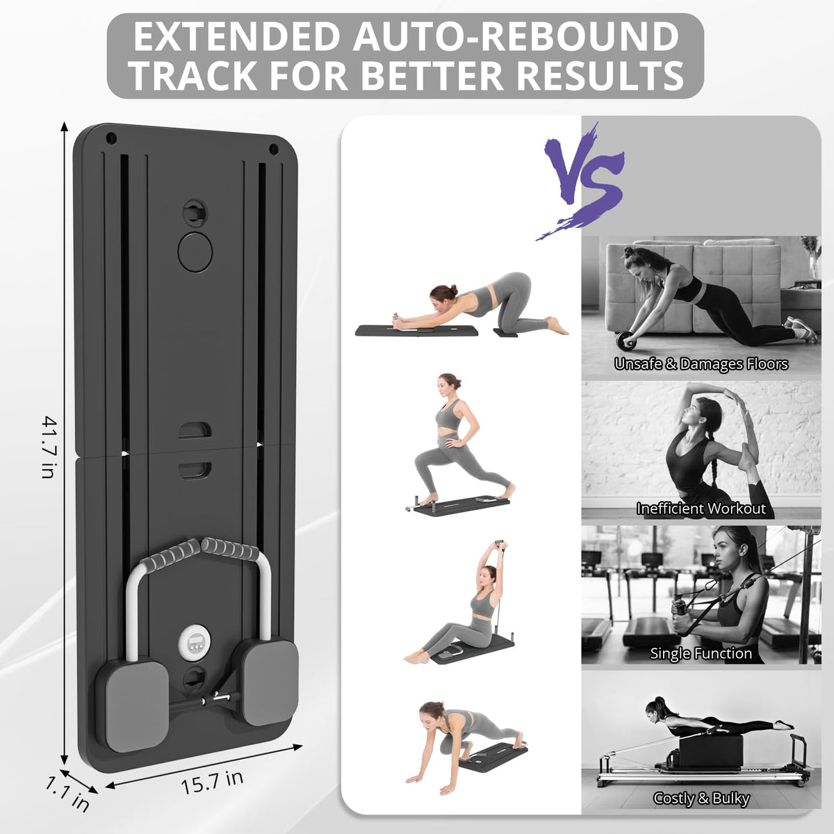 5-in-1 Foldable Pilates Reformer Board for Home Workouts