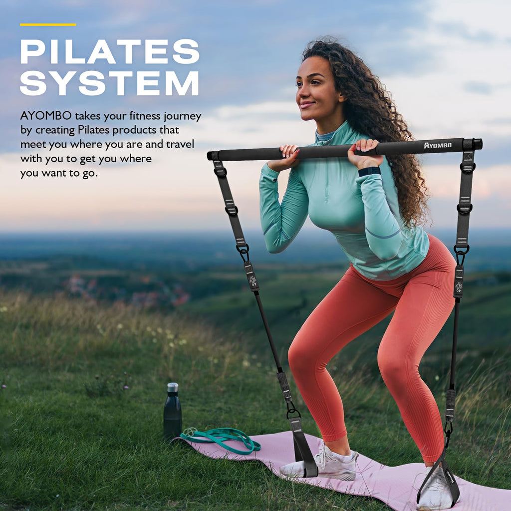 Adjustable Pilates Bar Kit with Resistance Bands for Full-Body Workouts